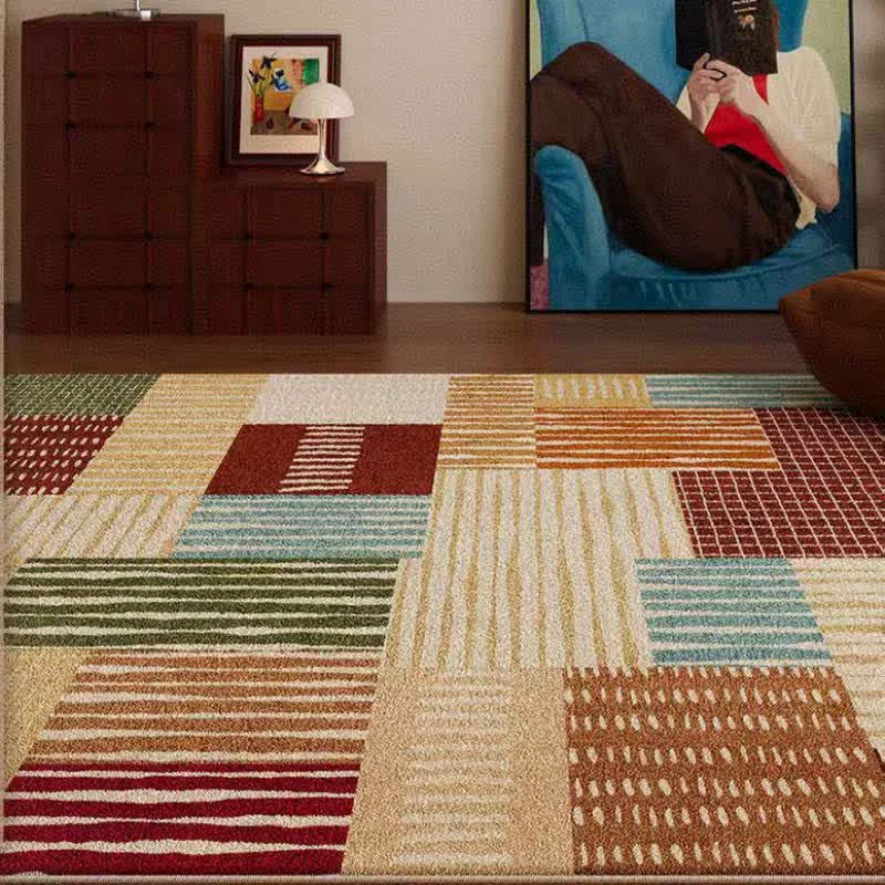 Fine Crafted Ownkoti Modern Striped Patchwork Area Rug Expertly Made