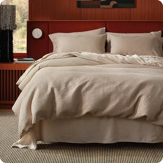 Comfortable Bedsure Cotton Duvet Cover Queen Size - Cotton Waffle Weave Khaki Duvet Cover PureWoven Textured Breathable Bedding Comforter Cover for All Season Inceluds 1 Duvet Cover 90 quot x90 quot Clean