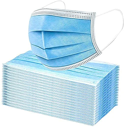 Stylish 3-Ply Disposable Face Masks Soft on Skin Pack of Blue Masks Recyclable