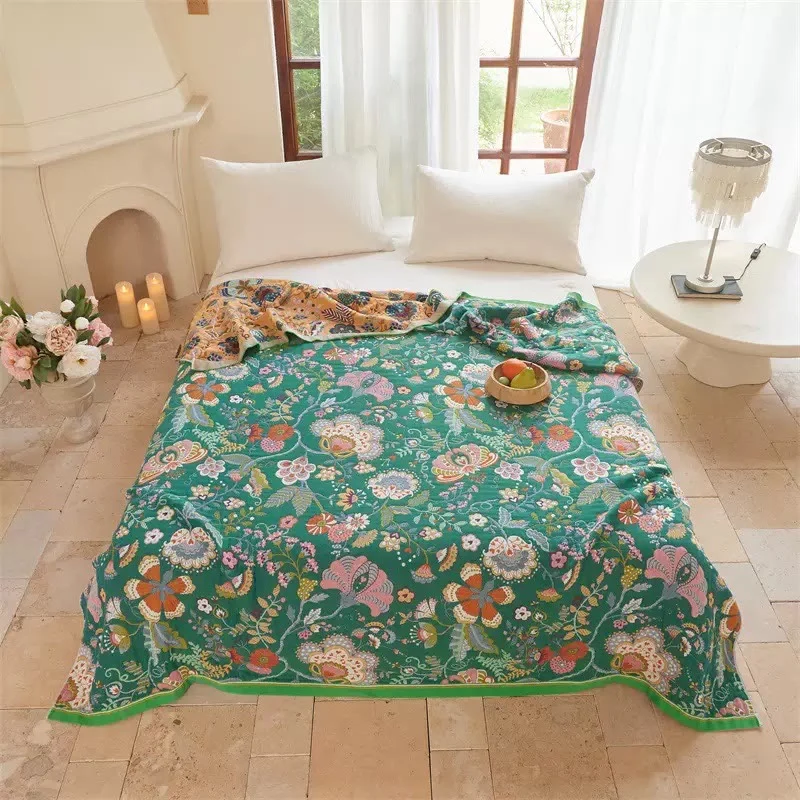 Artisan Ownkoti Farmhouse Botanical Reversible Gauze Quilt Carefully Designed