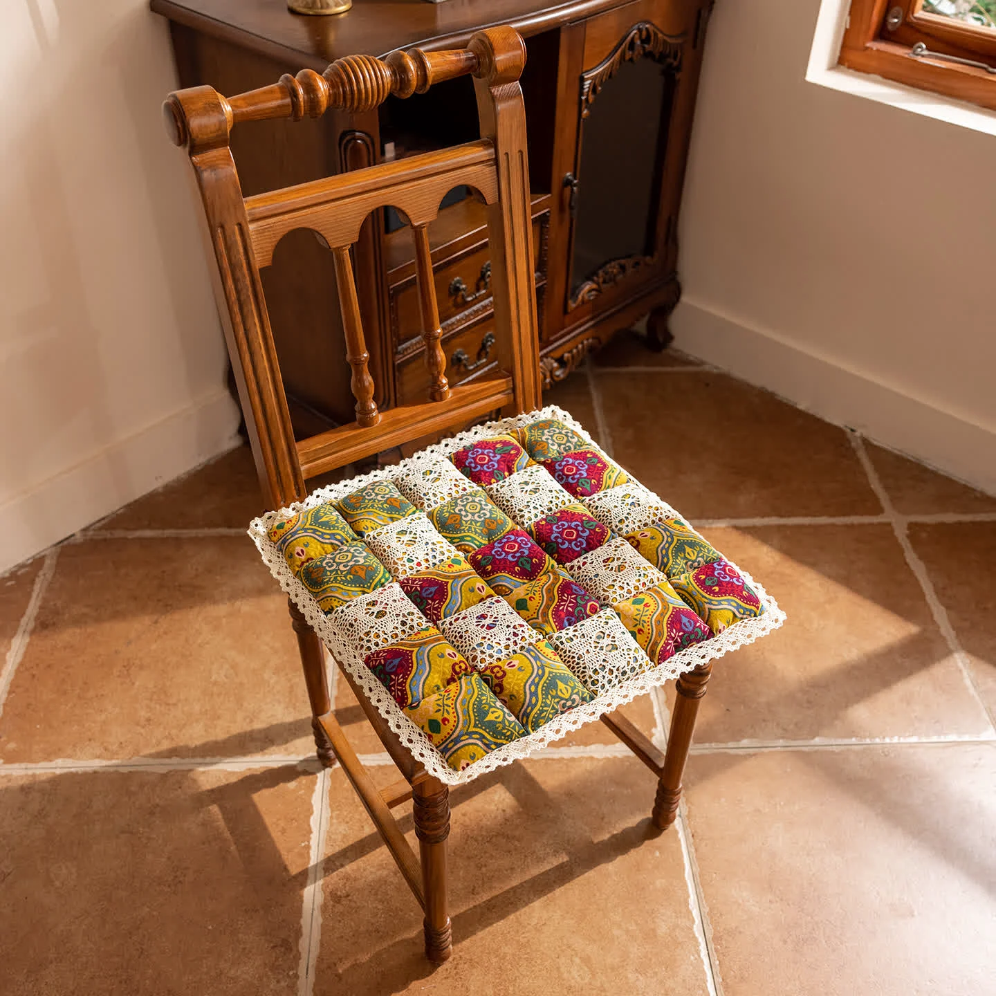 Refined Ownkoti Vintage Ethnic Style Quilted Chair Cushion Powerful