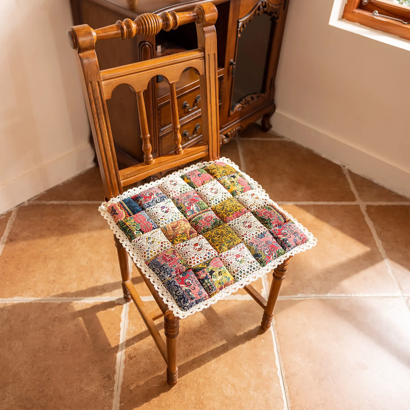 Luxury Ownkoti Bohemian Patchwork Square Chair Pad Official