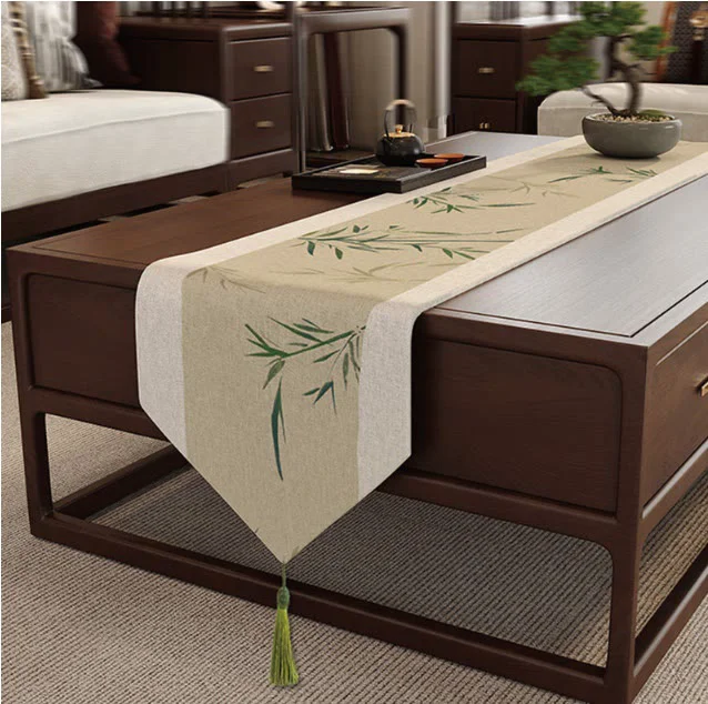Exclusive Ownkoti Oriental Ink-Wash Bamboo Table Runner Smooth