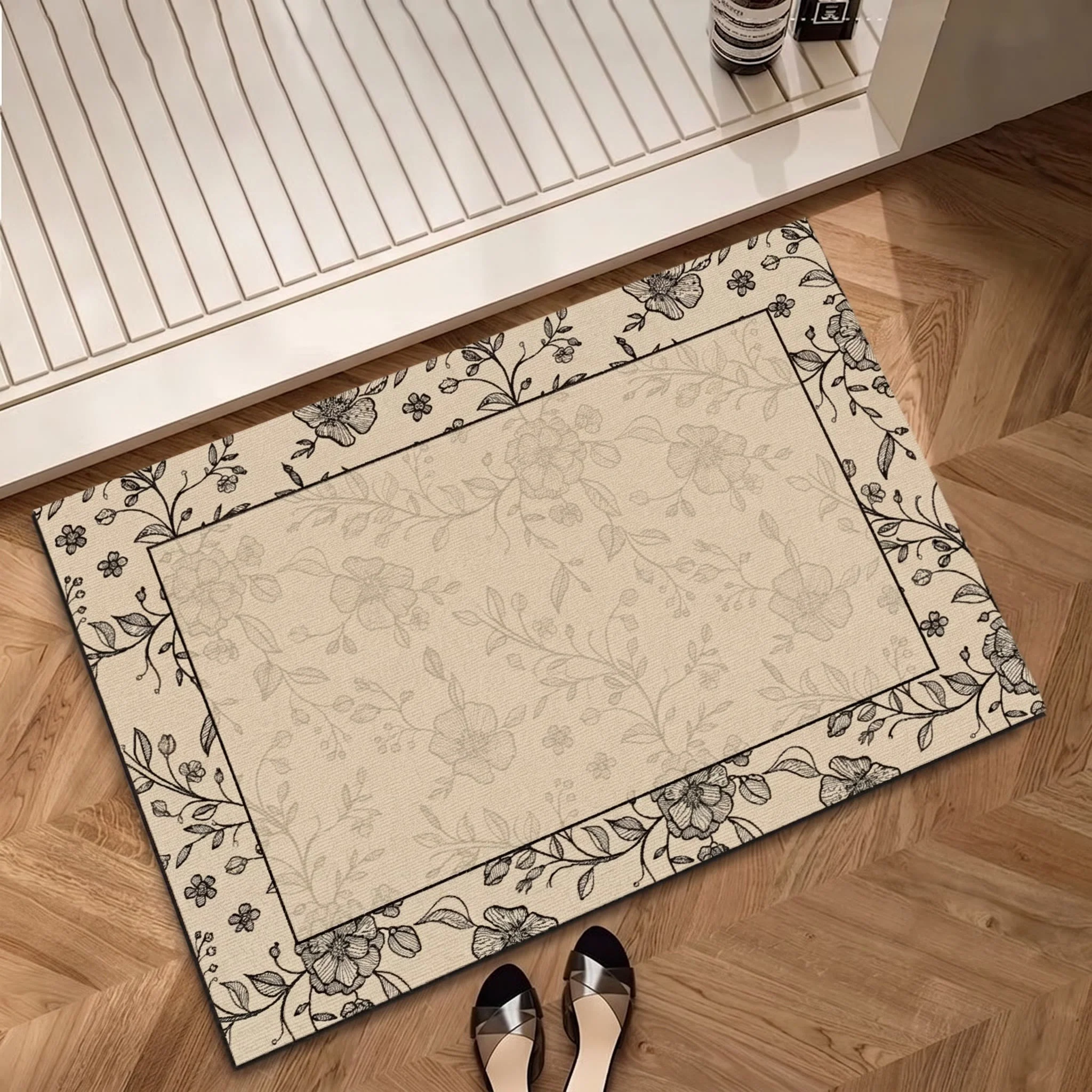Flexible Ownkoti Vintage Vine Floral Bathroom Rug Safe