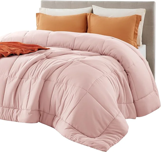 Sophisticated Bedsure Comforter Duvet Insert - Quilted Comforters Queen Size All Season Duvet GentleSoft Down Bedding with 8 Tabs Gifts for Women Men Pink Queen 88 x 88 Inches Advanced