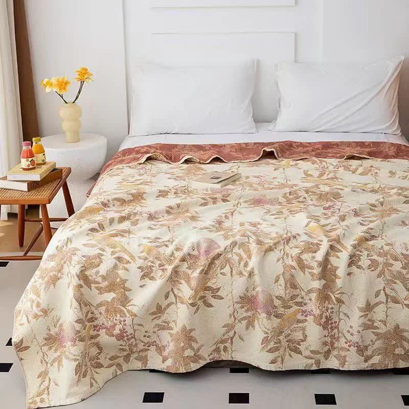 Advanced Ownkoti Botanical Floral Bird amp Leaves Cotton Gauze Quilt Convenient