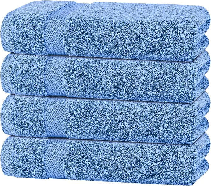 Flexible White Classic Light Blue Bath Towels 27x54 Inch Cotton Towel Set Smart