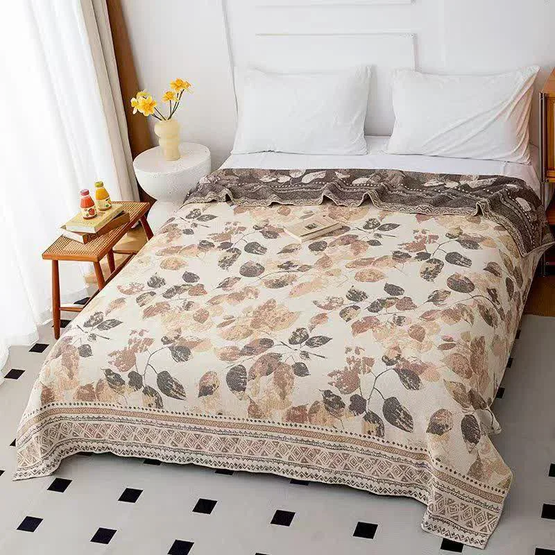Lightweight Ownkoti Bohemian Autumn Leaf Cotton Gauze Quilt Trusted