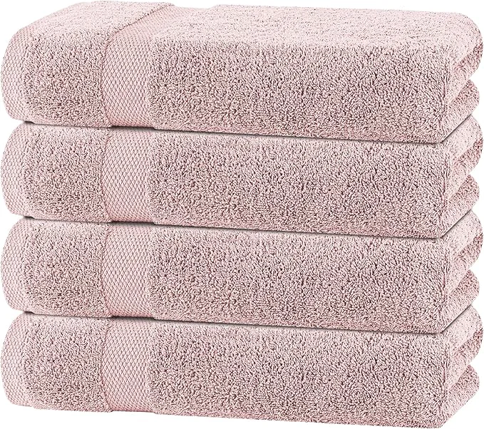 Reusable White Classic Pink Bath Towels 27x54 Inch Cotton Towel Set Comfortable