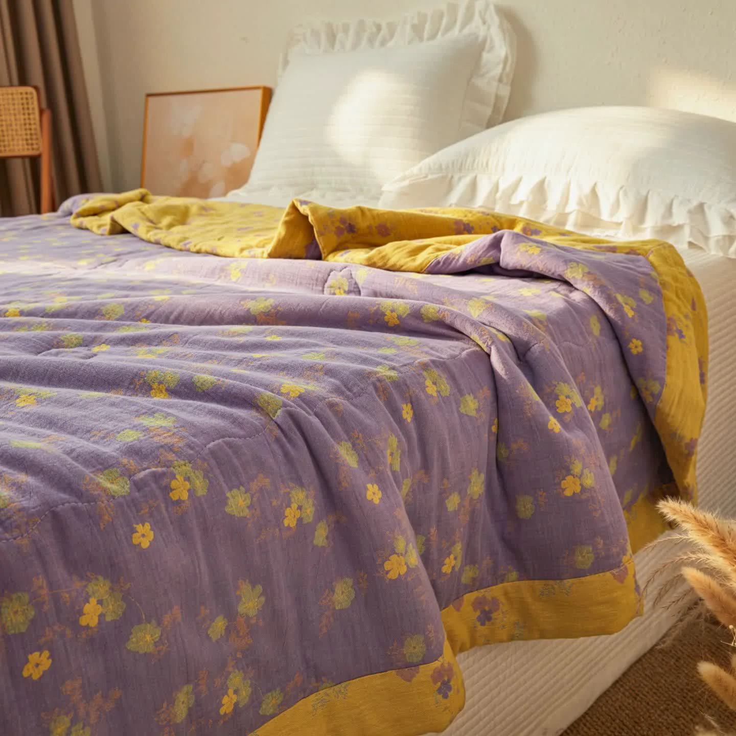 Reliable Ownkoti Cottagecore Floral Cotton Gauze Reversible Quilt Next-Generation
