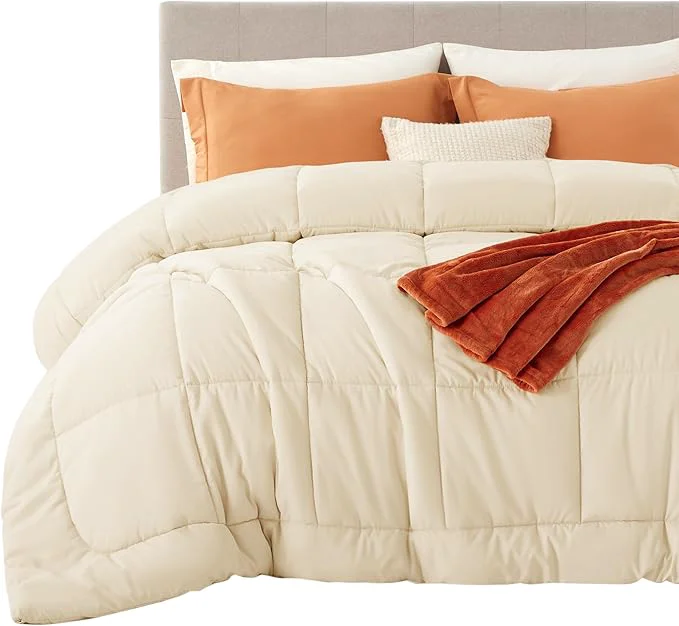 Expertly Made Bedsure Comforter Duvet Insert - Quilted Comforters Cal King Size All Season Duvet GentleSoft Down Bedding with 8 Tabs Gifts for Women Men Cream Cal King 102 x 96 Inches Contemporary