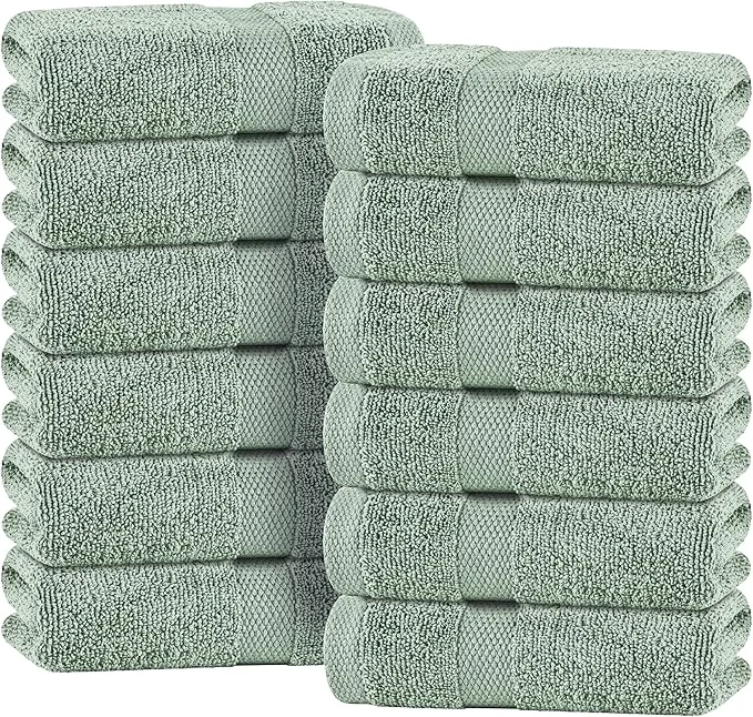 High-Grade White Classic Green Hand Towels Prestigious