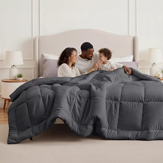 Durable Bedsure Comforter Duvet Insert - Quilted Comforters Oversize Queen Size All Season Duvet GentleSoft Down Bedding with 8 Tabs Gifts for Women Men Grey Oversize Queen 98 x 98 Inches Recyclable