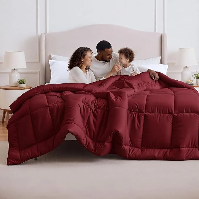Powerful Bedsure Comforter Duvet Insert - Quilted Comforters Oversized King All Season Duvet GentleSoft Down Bedding Blanket with 8 Tabs Gifts for Women Men Red Oversized King 116x98 Inches Classic