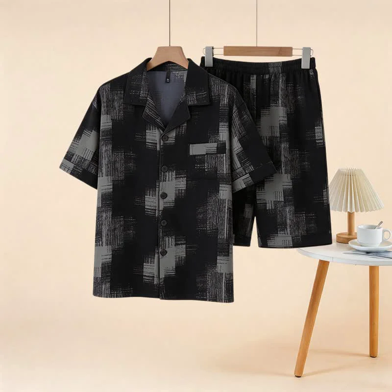 Unique Ownkoti Plus Size Dark Abstract Loungewear Set High-Grade
