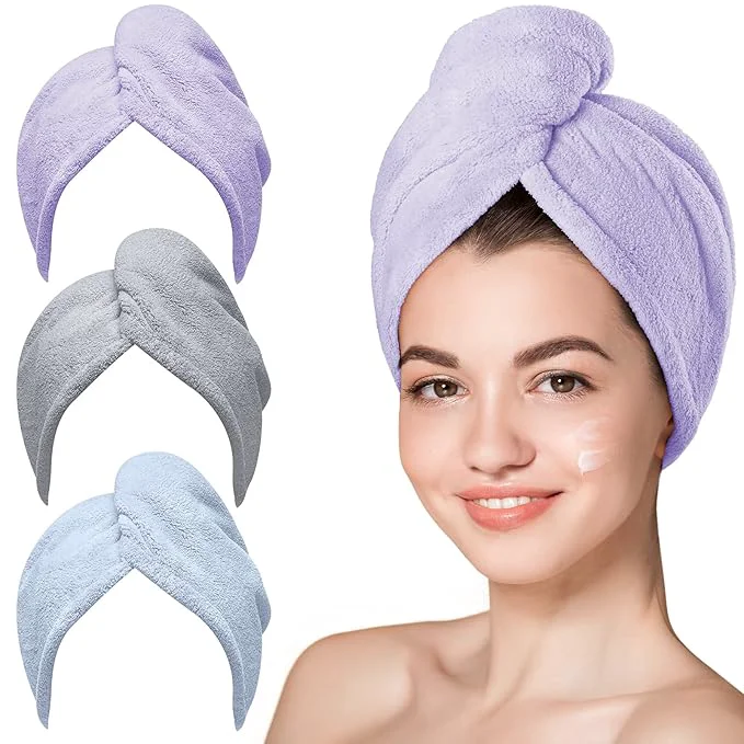 Recyclable Hicober Microfiber Hair Towel 3 Packs Hair Turbans Next-Generation