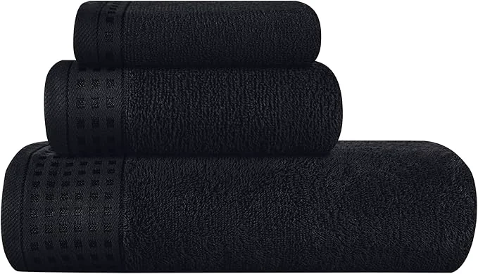 Stylish GLAMBURG Ultra Soft 3 Pack Cotton Towel Set Contains a Bath Towel 28x55 inch Casual