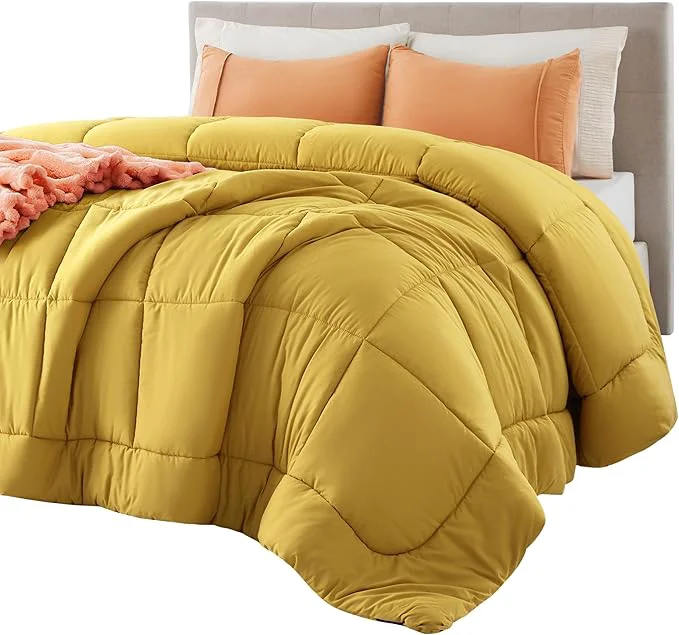 First-Class Bedsure Comforter Duvet Insert - Quilted Comforters Twin XL Size All Season Duvet GentleSoft Down Bedding Blanket with 8 Tabs Gifts for Women Men Mustard Yellow Twin XL 92x68 Inches Contemporary