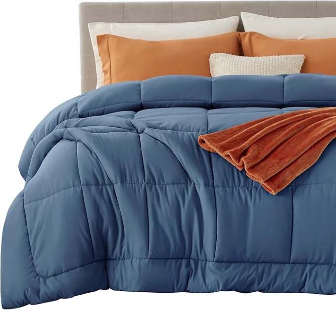 Functional Bedsure Comforter Duvet Insert - Quilted Comforters King Size All Season Duvet GentleSoft Down Bedding with 8 Tabs Gifts for Women Men Dark Slate Blue King 90 x 102 Inches Durable