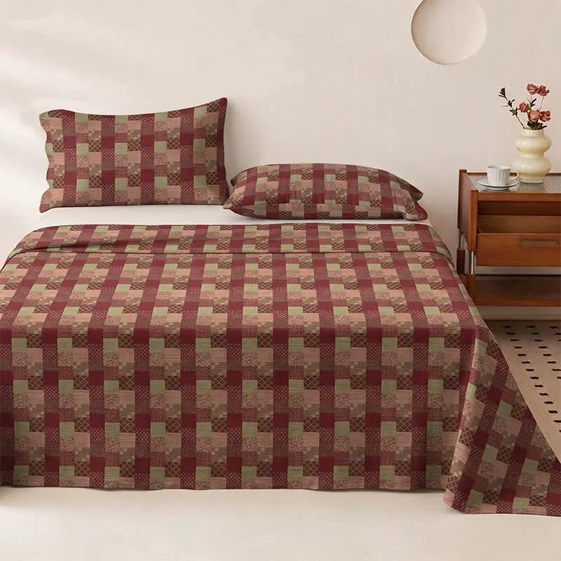 Original Ownkoti Retro Patchwork Style Cotton Gauze Bedspread Healthy