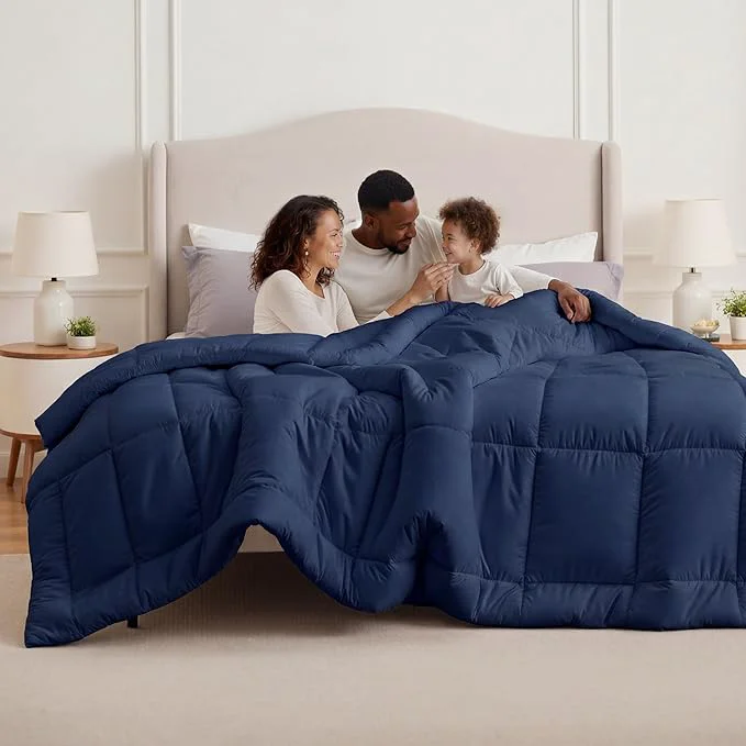 Natural Bedsure Comforter Duvet Insert - Quilted Comforters Oversized King All Season Duvet GentleSoft Down Bedding with 8 Tabs Gifts for Women Men Navy Blue Oversized King 116 x 98 Inches Convenient