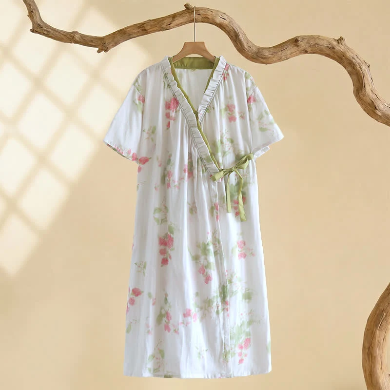 Next-Generation Ownkoti Botanical Garden Cotton Gauze Kimono Nightdress Organic
