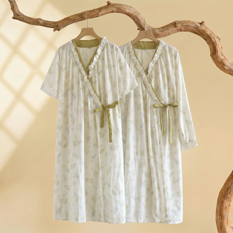 Eco-Friendly Ownkoti Forest Herbarium Cotton Gauze Yukata Dress Innovative