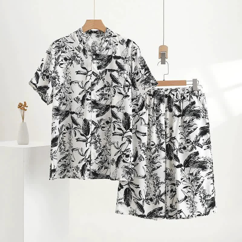 Sustainable Ownkoti Monochrome Botanical Print Pajama Set Next-Generation