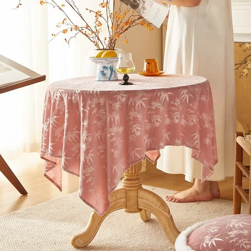 Flexible Ownkoti Pink Elegant Bamboo Jacquard Tablecloth Official