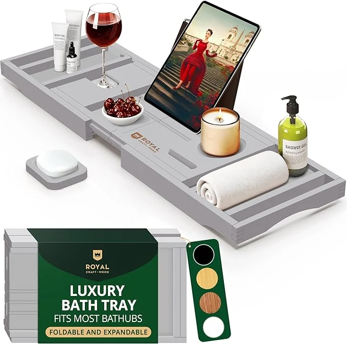 Proven ROYAL CRAFT WOOD Premium Foldable Bathtub Tray Caddy User-Friendly