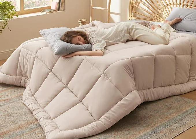 Long-Lasting Bedsure Comforter Duvet Insert - Quilted Comforters Queen Size All Season Duvet GentleSoft Down Bedding with 8 Tabs Gifts for Women Men Beige Queen 88 x 88 Inches Luxury