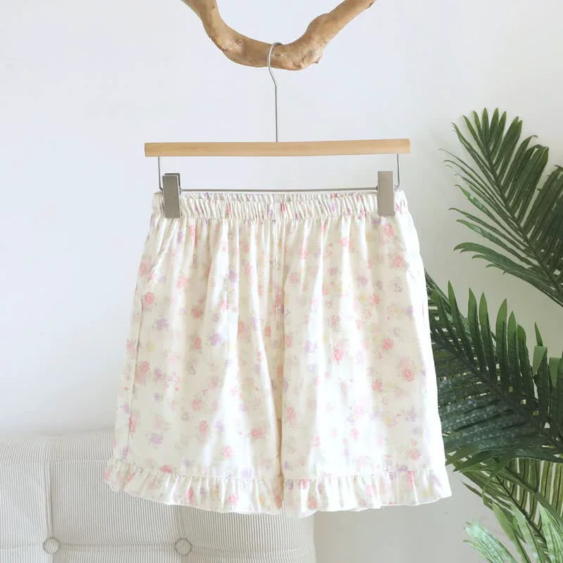 Flexible Ownkoti Floral Cotton Ruffle Pajama Shorts Authentic