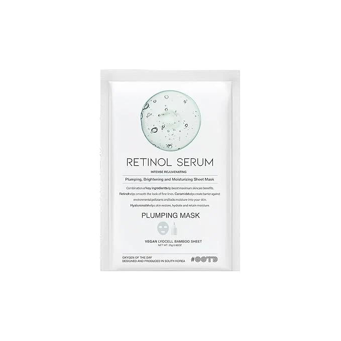 Certified Rejuvenating Retinol Sheet Mask Korean Vegan Wrinkle Lifting Plumping and Powerful
