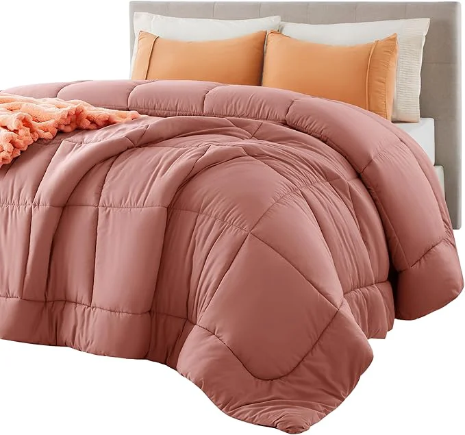 Durable Bedsure Comforter Duvet Insert - Quilted Comforters Full Size All Season Duvet GentleSoft Down Bedding Blanket with 8 Tabs Gifts for Women Men Dusty Pink Full 86 x 82 Inches Genuine