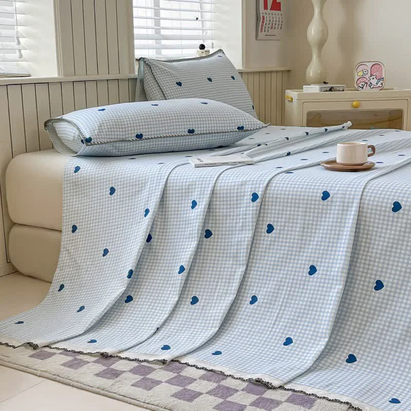 Elegant Ownkoti Heart Gingham Cotton Bedspread with Lace Trim World-Class