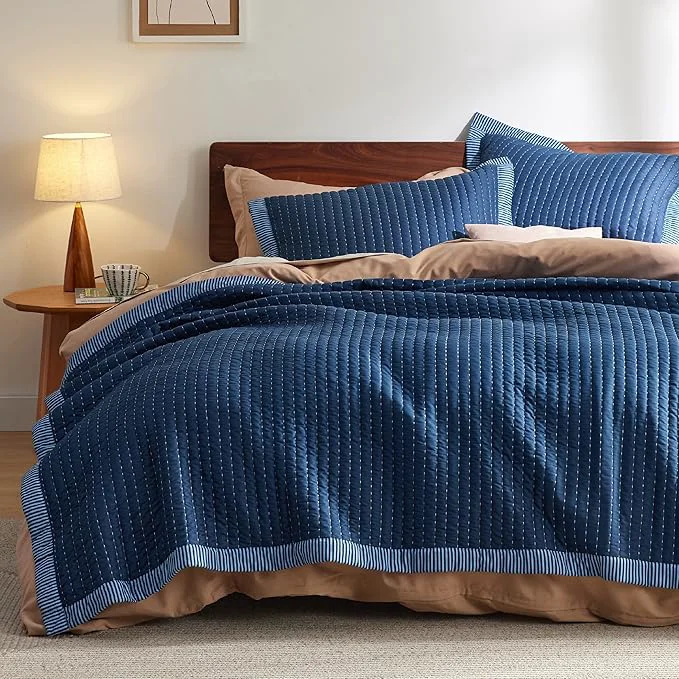 Smooth Bedsure Navy Quilts Twin Size - Twin Quilt Bedding Set Bedspread Coverlet Lightweight Corduroy Pattern Bedspread 2-Piece Set with 68 quot x86 quot Coverlet amp 1 Pillow Sham All-Season Soft Microfiber Traditional