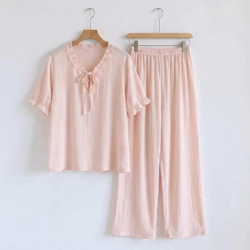 Smart Ownkoti Solid Color Padded Ruffle Pajama Set Expertly Made