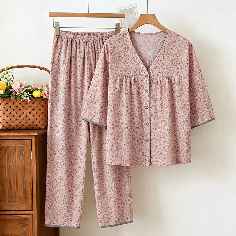 Modern Ownkoti Rutsic Floral Cotton Women 39 s Pajama Set Enhanced