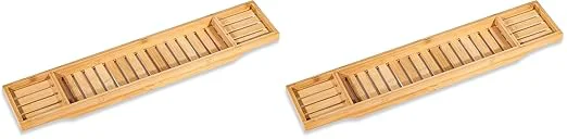 Safe Bamboo Large 28.7 Long Slatted Bathtub Tray Smart