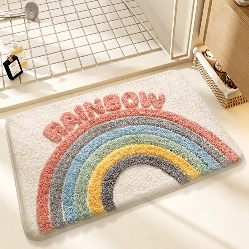 Healthy Ownkoti Modern Rainbow Plush Bath Rug Lightweight