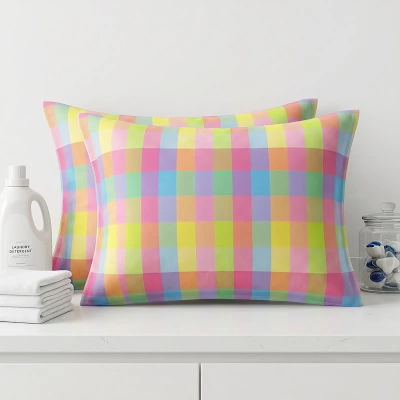 Prestigious Ownkoti Candy Plaid Rectangular Cotton Gauze Pillowcases Comfortable