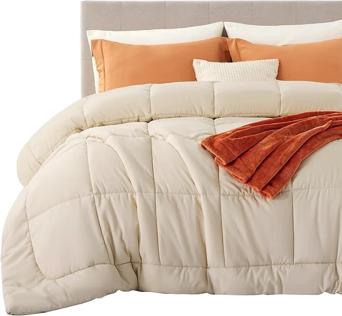 Prestigious Bedsure Comforter Duvet Insert - Quilted Comforters King Size All Season Duvet GentleSoft Down Bedding with 8 Tabs Gifts for Women Men Beige King 90 x 102 Inches Top-Quality