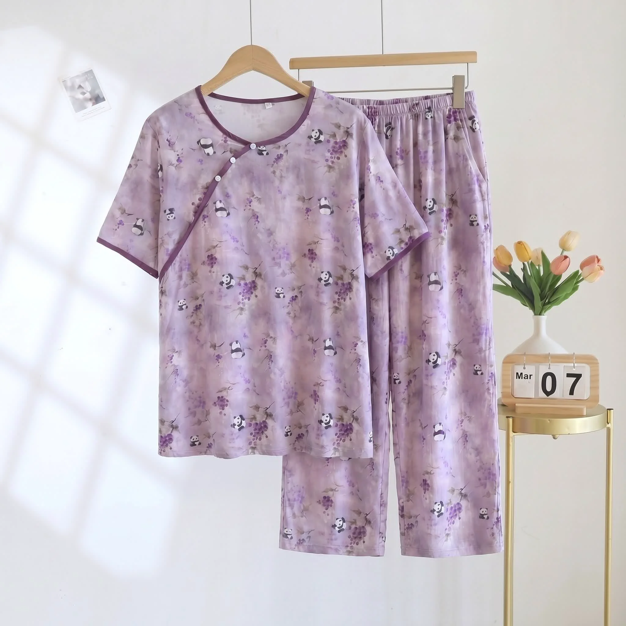 Original Design Ownkoti Cotton Rayon Cropped Pants Padded Nightwear Comfortable