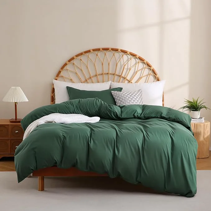 Certified JSD Hunter Green Duvet Cover Set Twin Size 2 Piece Microfiber Kids Duvet Cover with Pillow Sham Zipper Closure Comforter Not Included Trendy