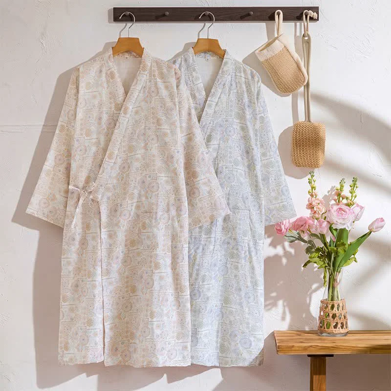 Pure Ownkoti Ethnic Vintage Floral Cotton Kimono Robe Secure