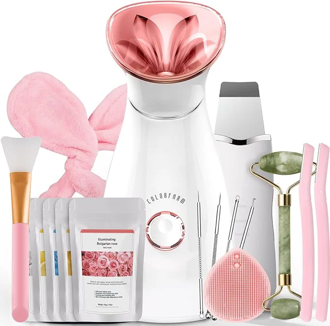 Proven Colorfarm Facial Steamer Nano Ionic Face Steamer Home Spa Kit Deep Cleaning Solid