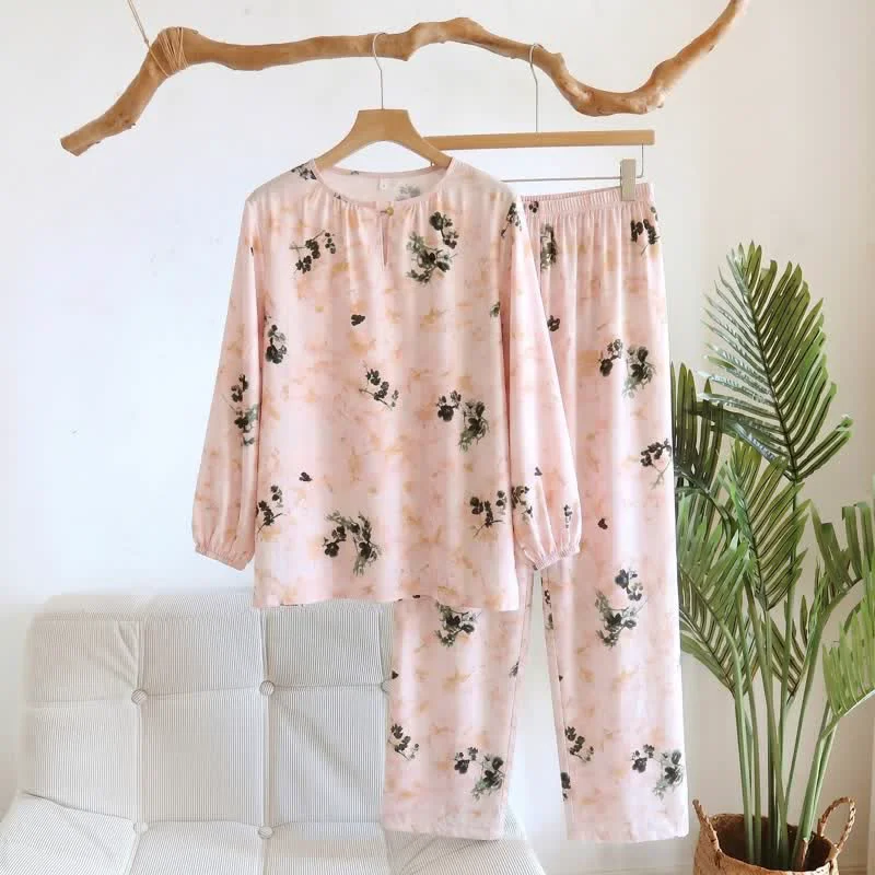 Premium Material Ownkoti Pastoral Floral Long Sleeve Women 39 s Pajamas Functional