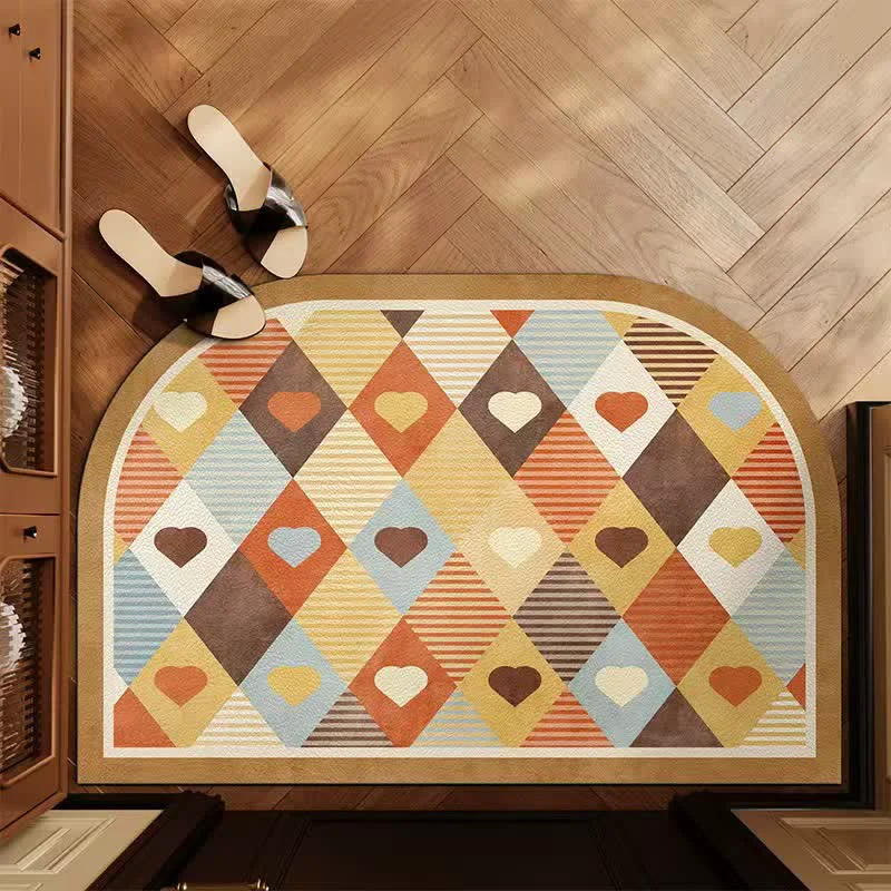 Outstanding Ownkoti Retro Geometric Heart Arch Entryway Rug Original