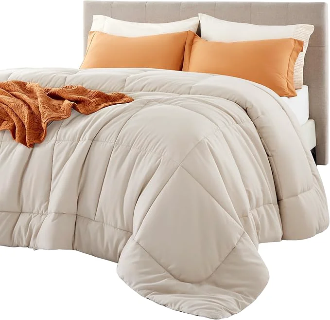Genuine Bedsure Comforter Duvet Insert - Quilted Comforters Twin Size All Season Duvet GentleSoft Down Bedding with 8 Tabs Gifts for Women Men Linen Twin 88 x 68 Inches Breathable