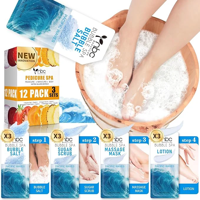 High-End Pedicure Kit Foot Soak Set Bubble Salt Sugar Scrub Massage Mask Massage Smooth